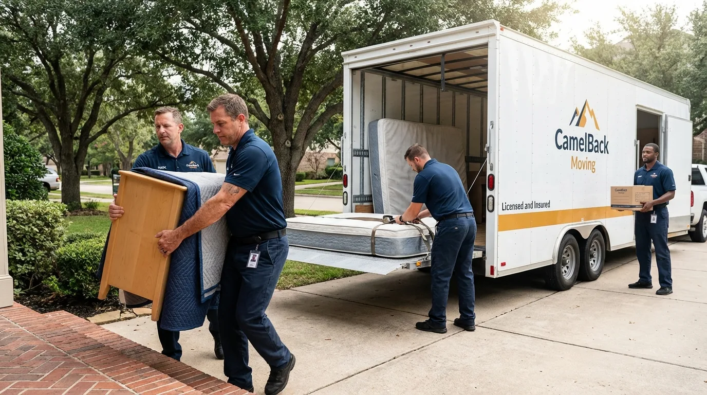 Crew loading residential truck for cross-state move from Mishawaka, IN