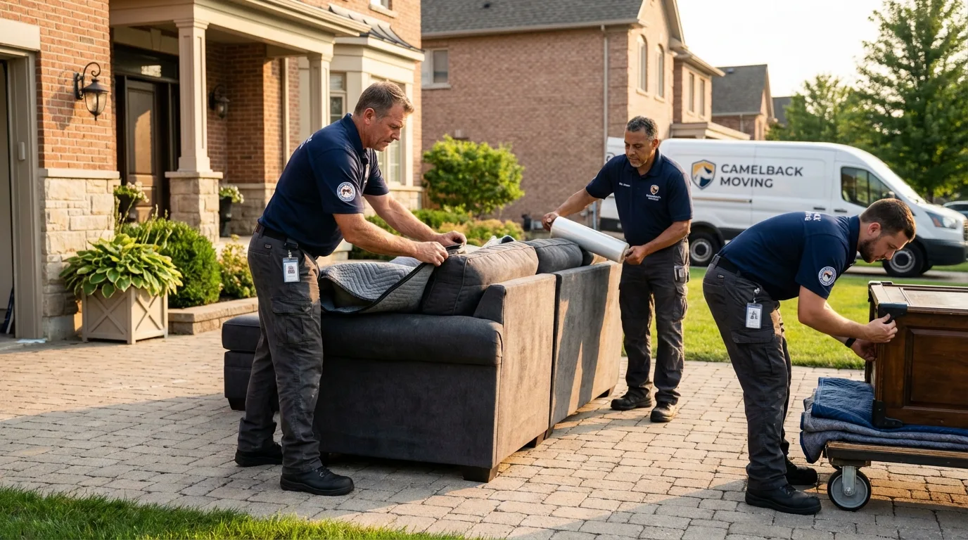 Large estate moving crew wrapping furniture in Mishawaka, IN