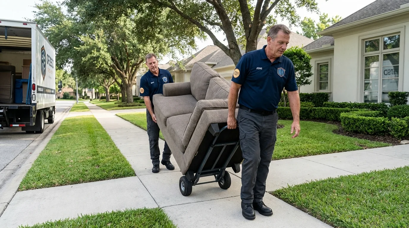 Local residential moving crew loading furniture in Mishawaka, IN